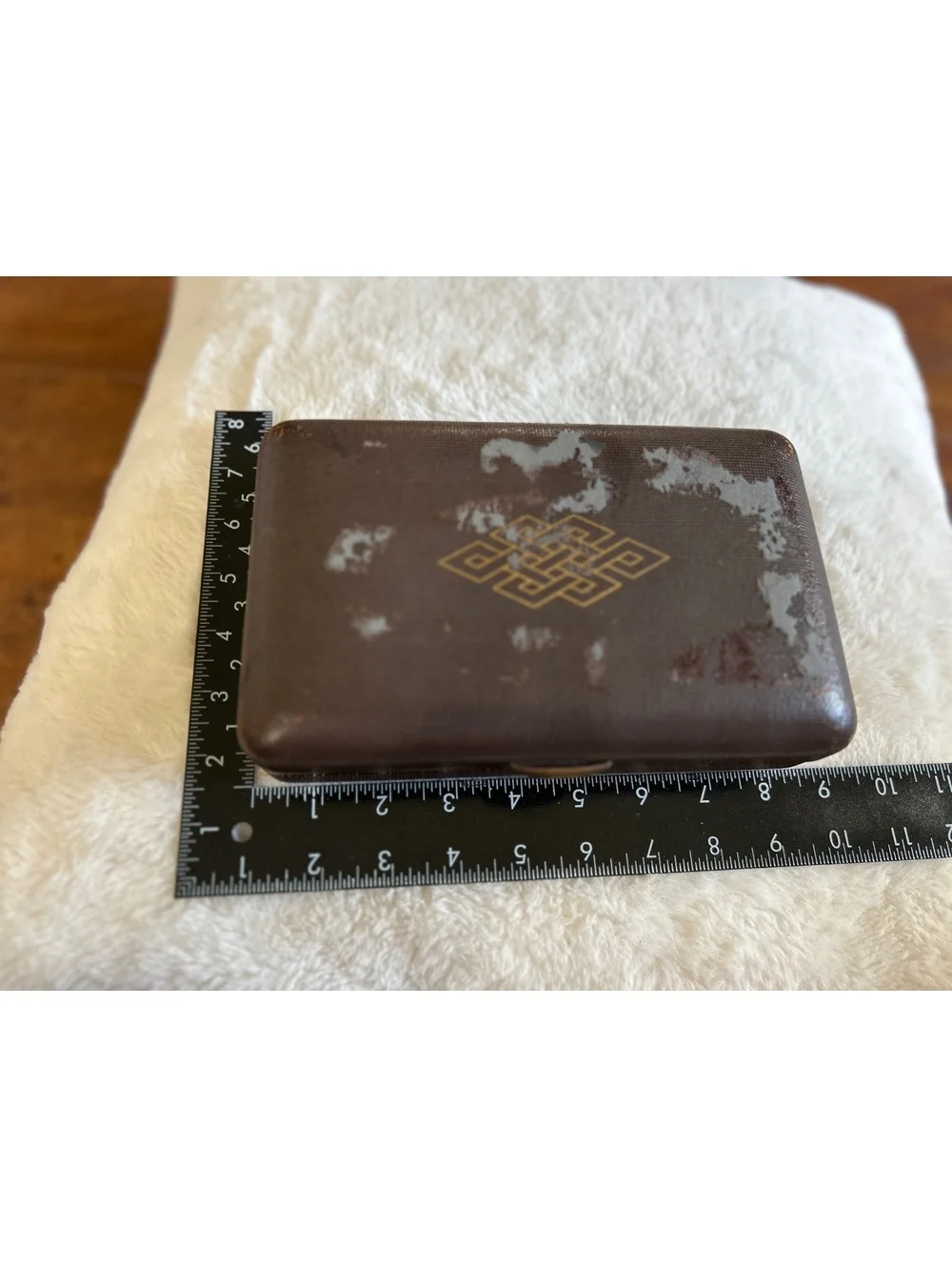 Vintage Brown Decorative Storage Box with Gold Accent
